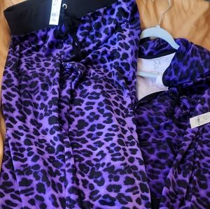 NY&C VELOUR 2 PIECE PURPLE ANIMAL PRINT LOUNGE SUIT